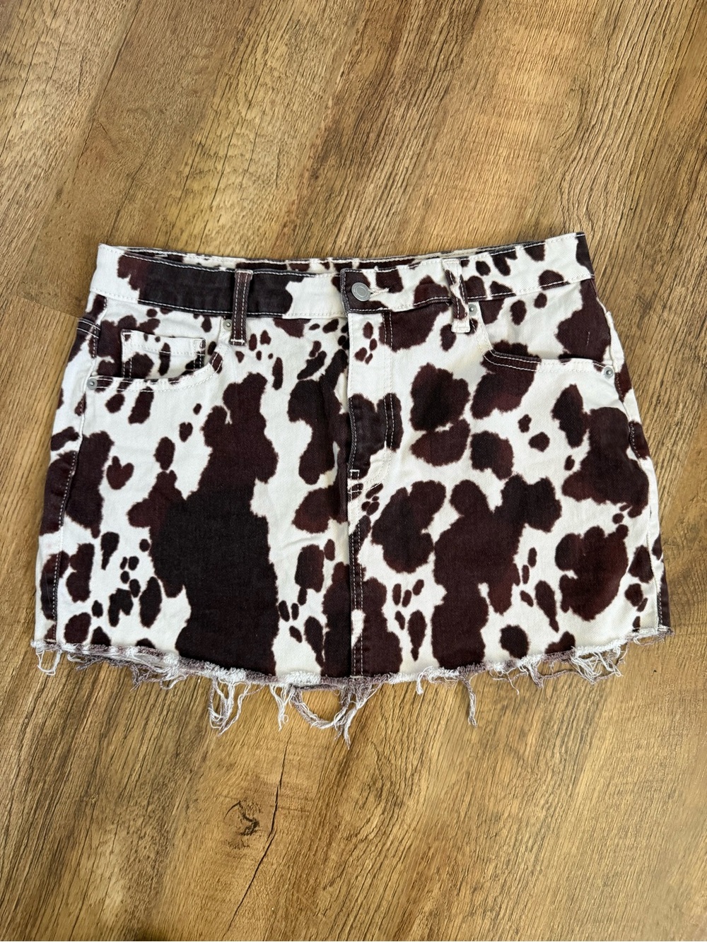 No Boundaries Cow Print Mini Skirt - Brown & White